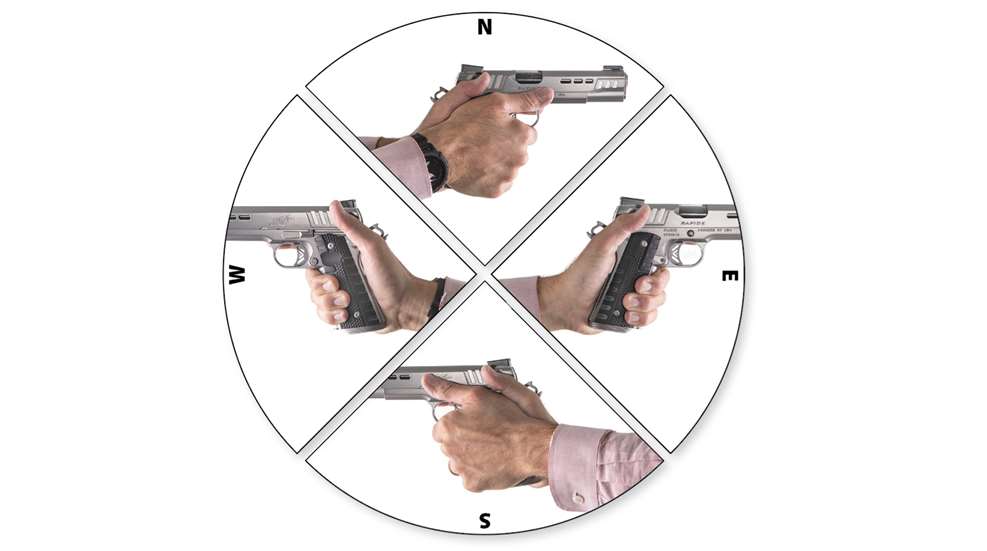 hand shooting north south east and west